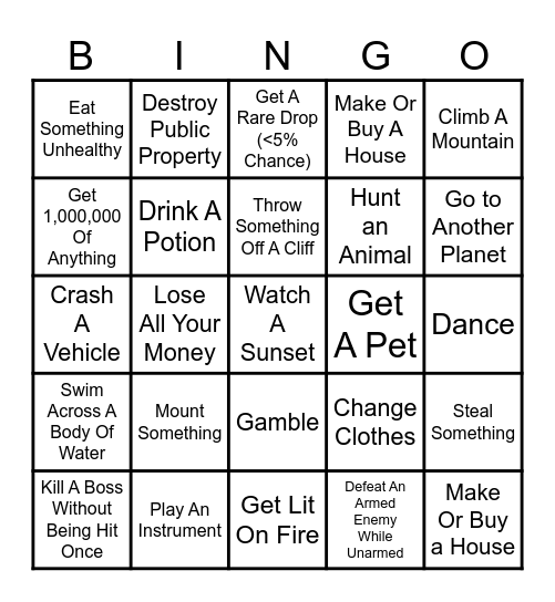 Linus's Any Game Bingo Board Bingo Card