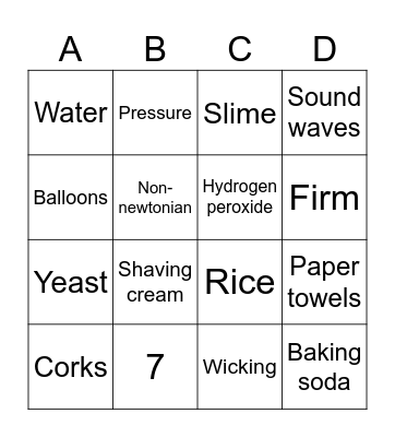 Science Class Bingo Card