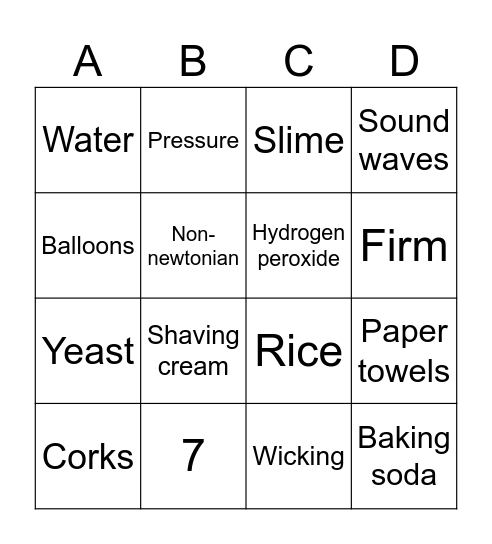 Science Class Bingo Card