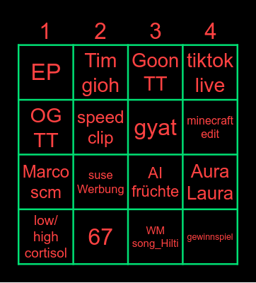 TT Bingo Card