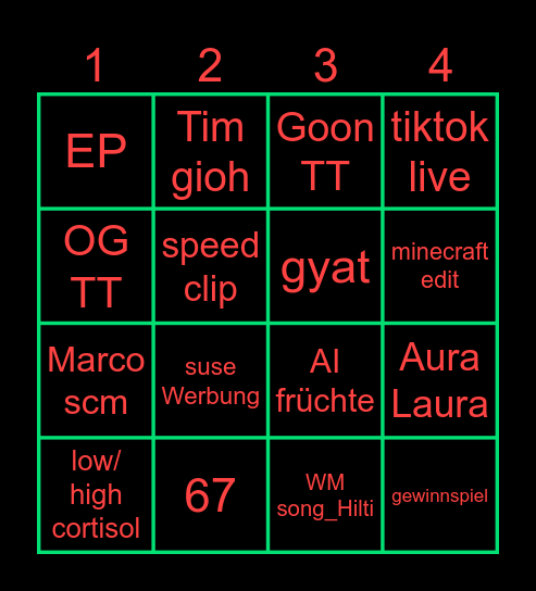 TT Bingo Card