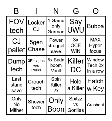 Spitzz BINGO Card