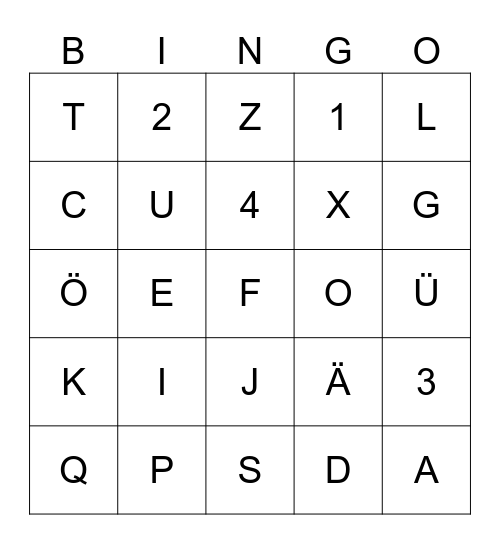 Game Bingo Card