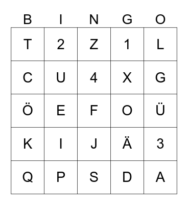 Game Bingo Card