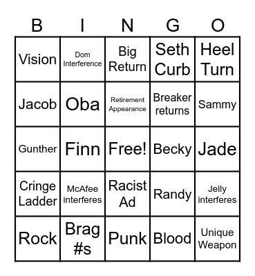WrestleMania!!! Bingo Card