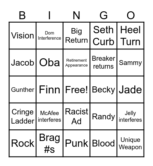 WrestleMania!!! Bingo Card