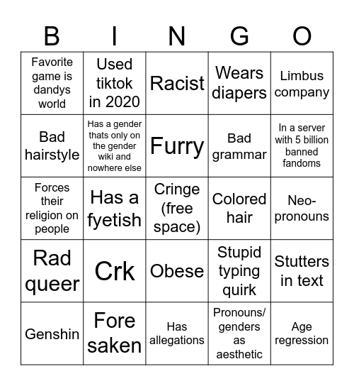 Those people bingo Card