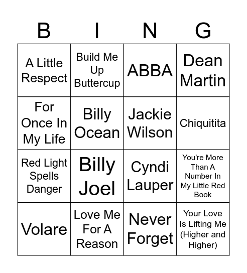 Judith's Hen Party! Bingo Card