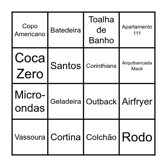 Chá de Casa Nova - Giovanna e Gustavo Bingo Card