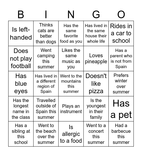 Find a partner who... Bingo Card