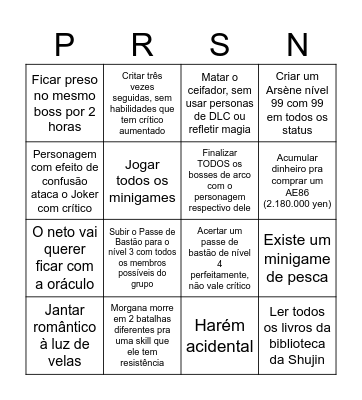 Bingo persona 5 v3: essa é pro Dolio não ganhar Bingo Card