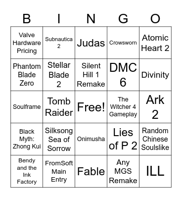 Summer Games Fest Bingo Card