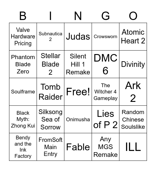 Summer Games Fest Bingo Card