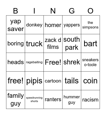 yt short bingo Card