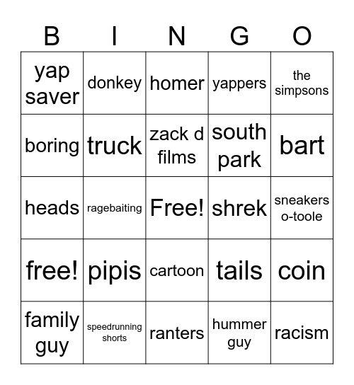 yt short bingo Card