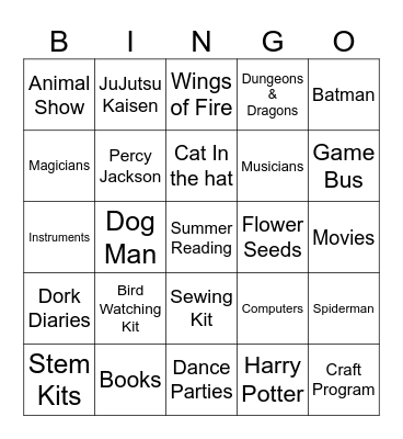 Library Bingo Card