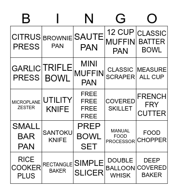 PAMPERED CHEF BINGO Card
