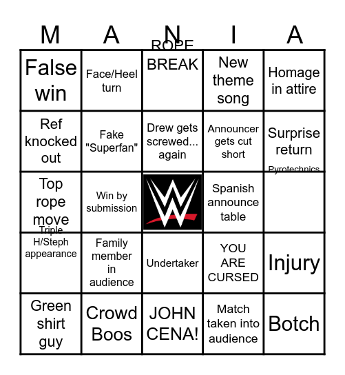 Wrestlemania 42 - Night 1 Bingo Card