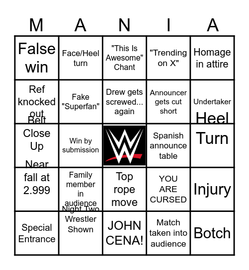 Wrestlemania 42 - Night 1 Bingo Card