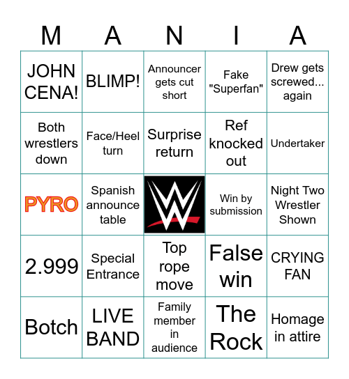Wrestlemania 42 - Night 1 Bingo Card