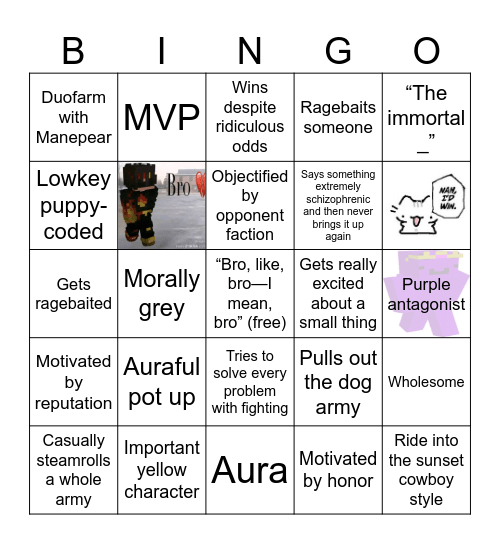 Flamefrags video bingo Card