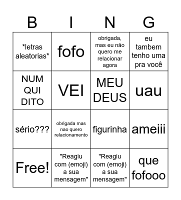o que a dissgrasa vai fala Bingo Card
