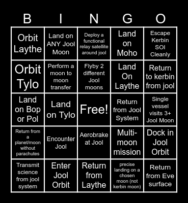 SPACE RACE DELTA Bingo Card