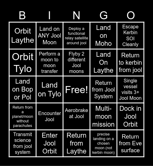SPACE RACE DELTA Bingo Card