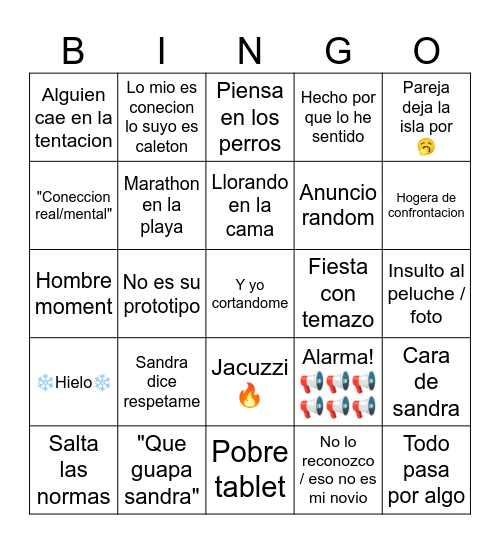 Isla Bingo Card