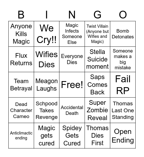 DaD Pain Finale Bingo Card