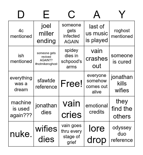 PLS HELPME Bingo Card
