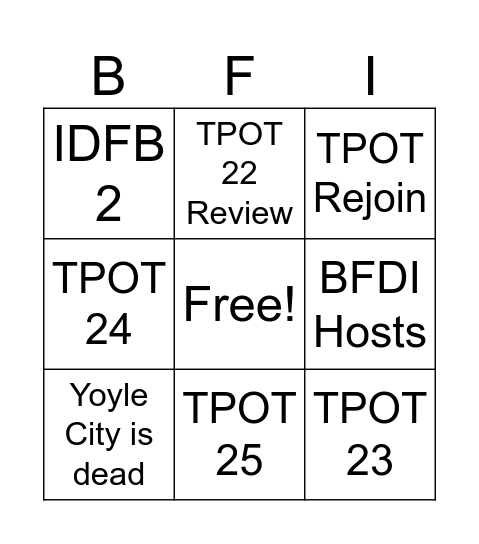 IDFB Discontiuned Bingo Card