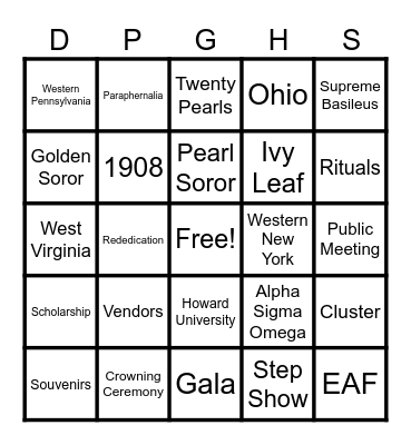 Diamond, Pearl, Golden Hospitality Suite Bingo Card