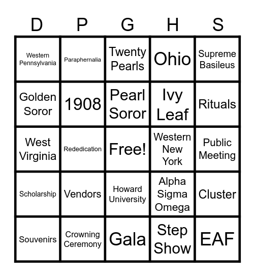 Diamond, Pearl, Golden Hospitality Suite Bingo Card