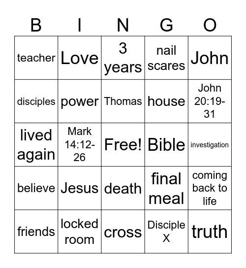 Jesus Loves Us Bingo Card