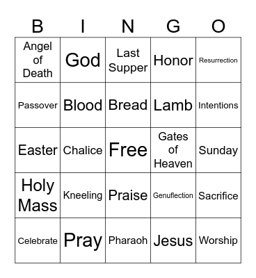 Holy Mass Bingo Card