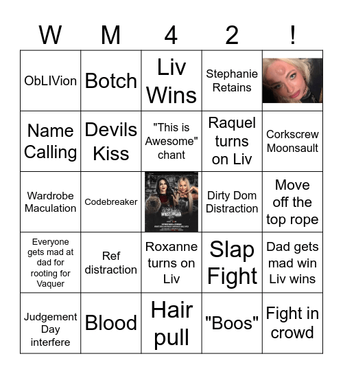 Vaquer vs Liv Bingo Card