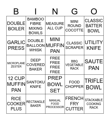 PAMPERED CHEF BINGO Card