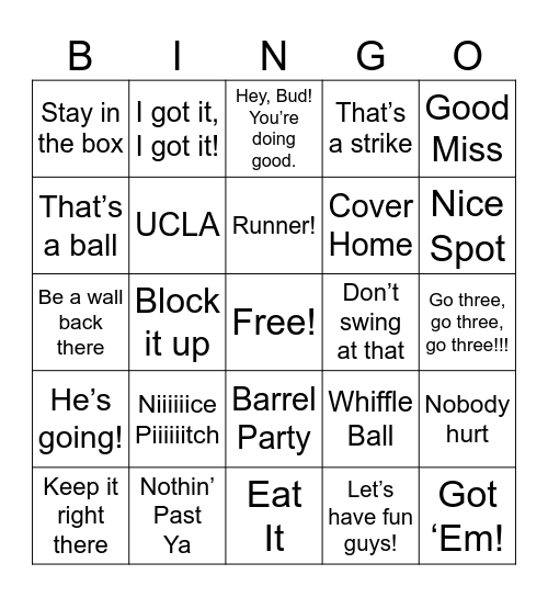 RYAN Bingo Card