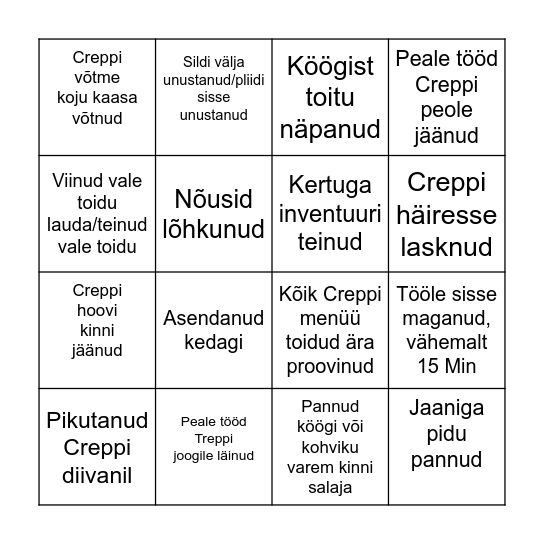 CREPP 22 Bingo Card