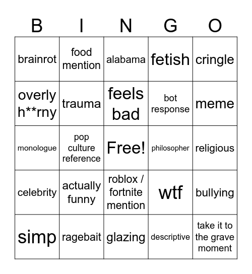 ph bingo Card