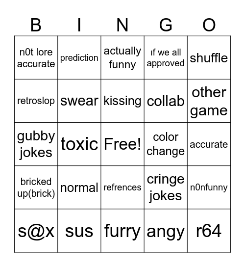 forsaken fandom bingo Card