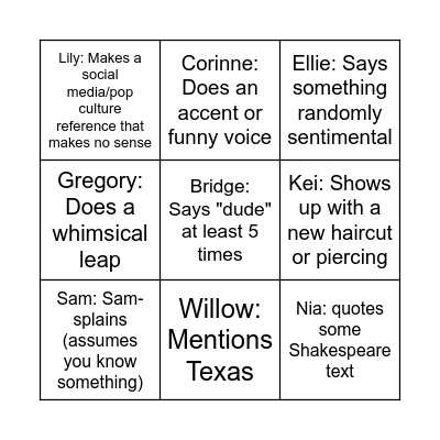 Jo Bingo Card
