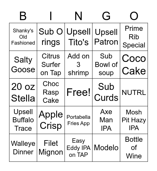 Server Bingo Card