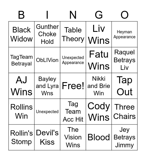 Wrestlemania 42 Bingo Card