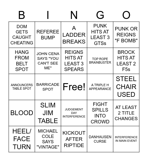 WRESTLEMANIA XLII Bingo Card