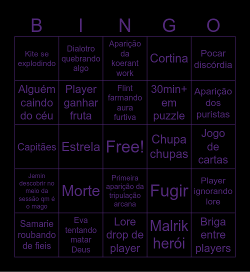 Sessão 18/04 Bingo Card