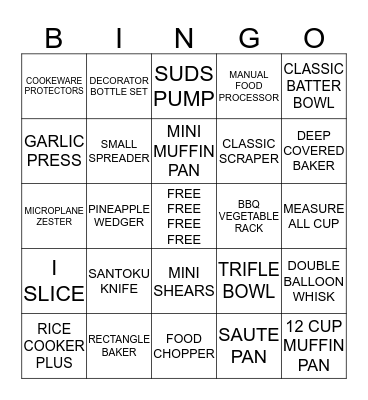 PAMPERED CHEF BINGO Card