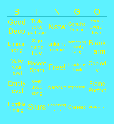 Recent tap coll Bingo Card