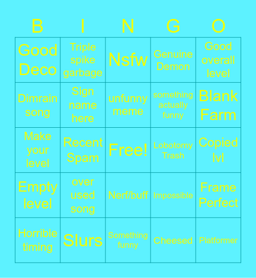 Recent tap coll Bingo Card